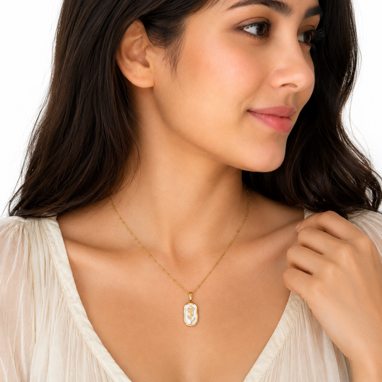 Gold Floral Pendant Necklace — Minimal Elegant Chain for Women