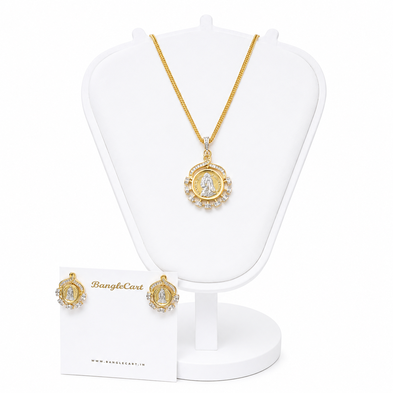 Gold Plated Ginni Pendant Necklace Set with Earrings