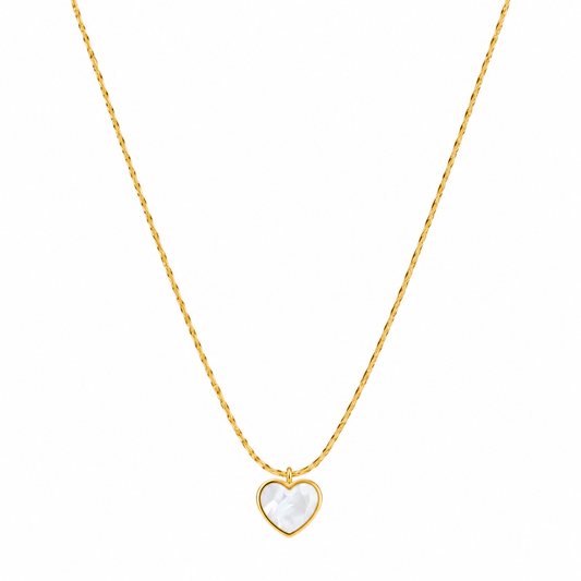 White Heart Gold Pendant Necklace