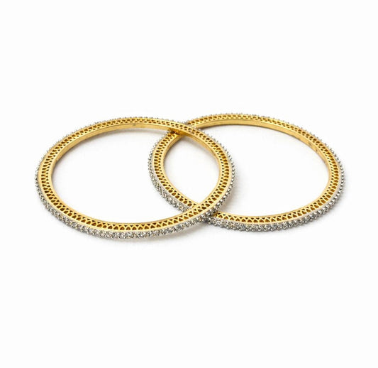 Gold-Tone Crystal-Edged Bangle Set of 4