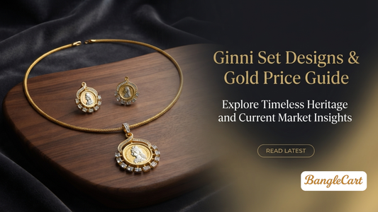 Ginni set designs — gold-plated Lakshmi coin pendant necklace with matching earrings by BangleCart