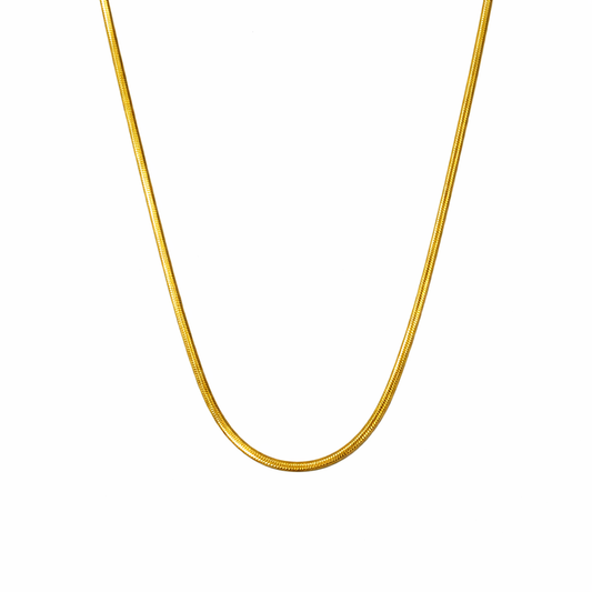Gold chain necklace on a white background