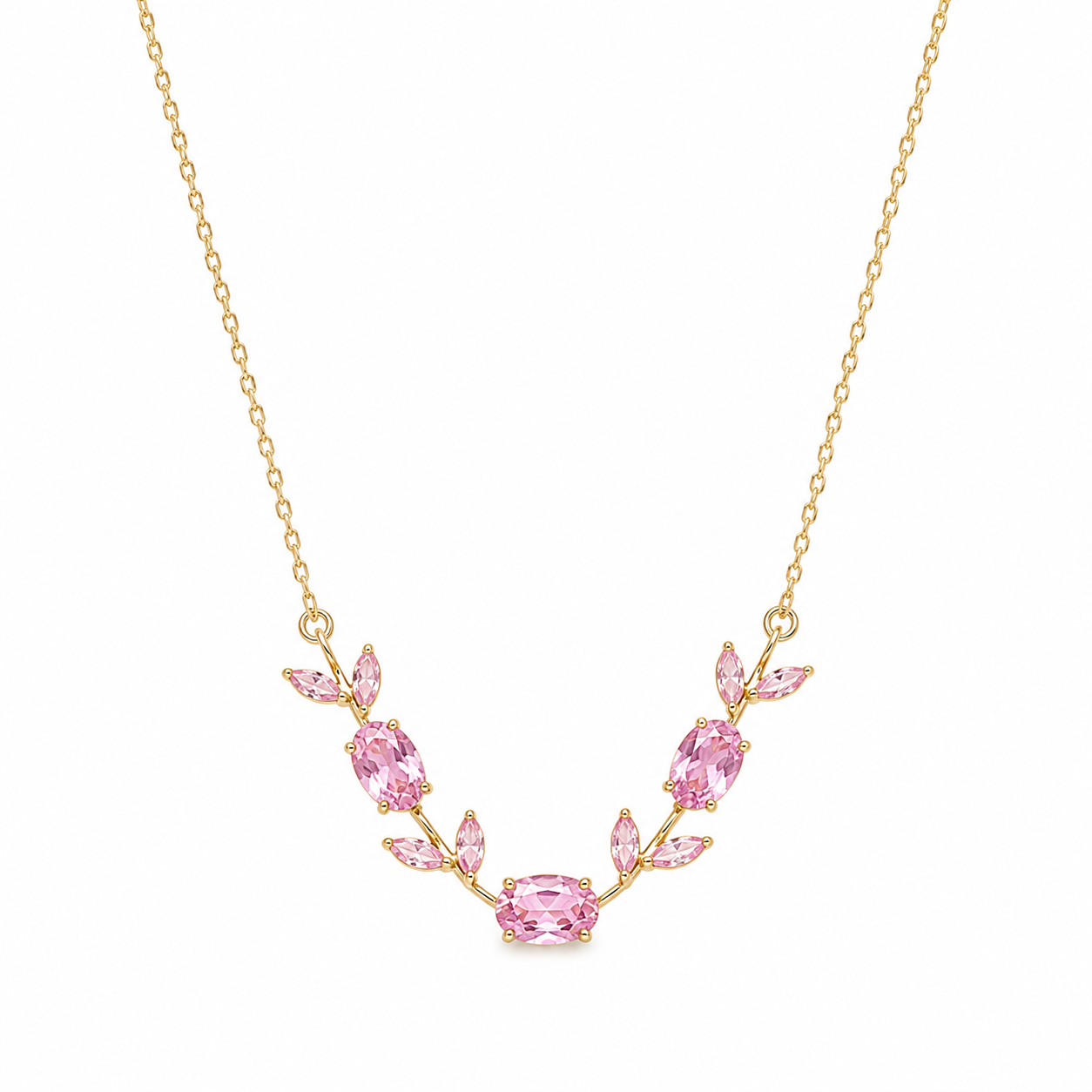 Blush Bloom Pink Crystal Vine Necklace