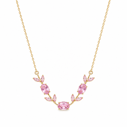 Blush Bloom Pink Crystal Vine Necklace