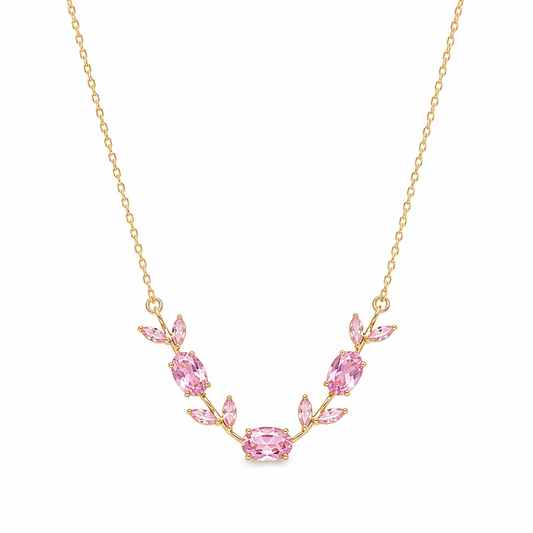 Blush Bloom Pink Crystal Vine Necklace
