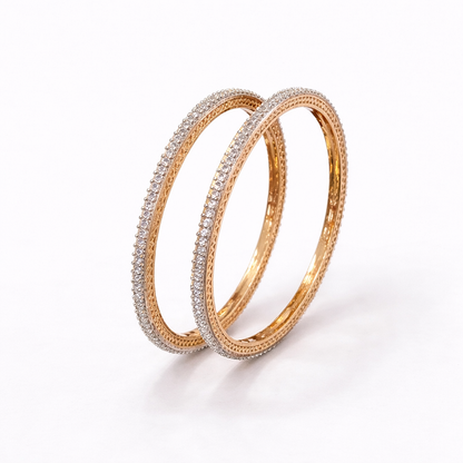 Gold-Tone Crystal Studded Designer Bangles — Set of 2 | BangleCart