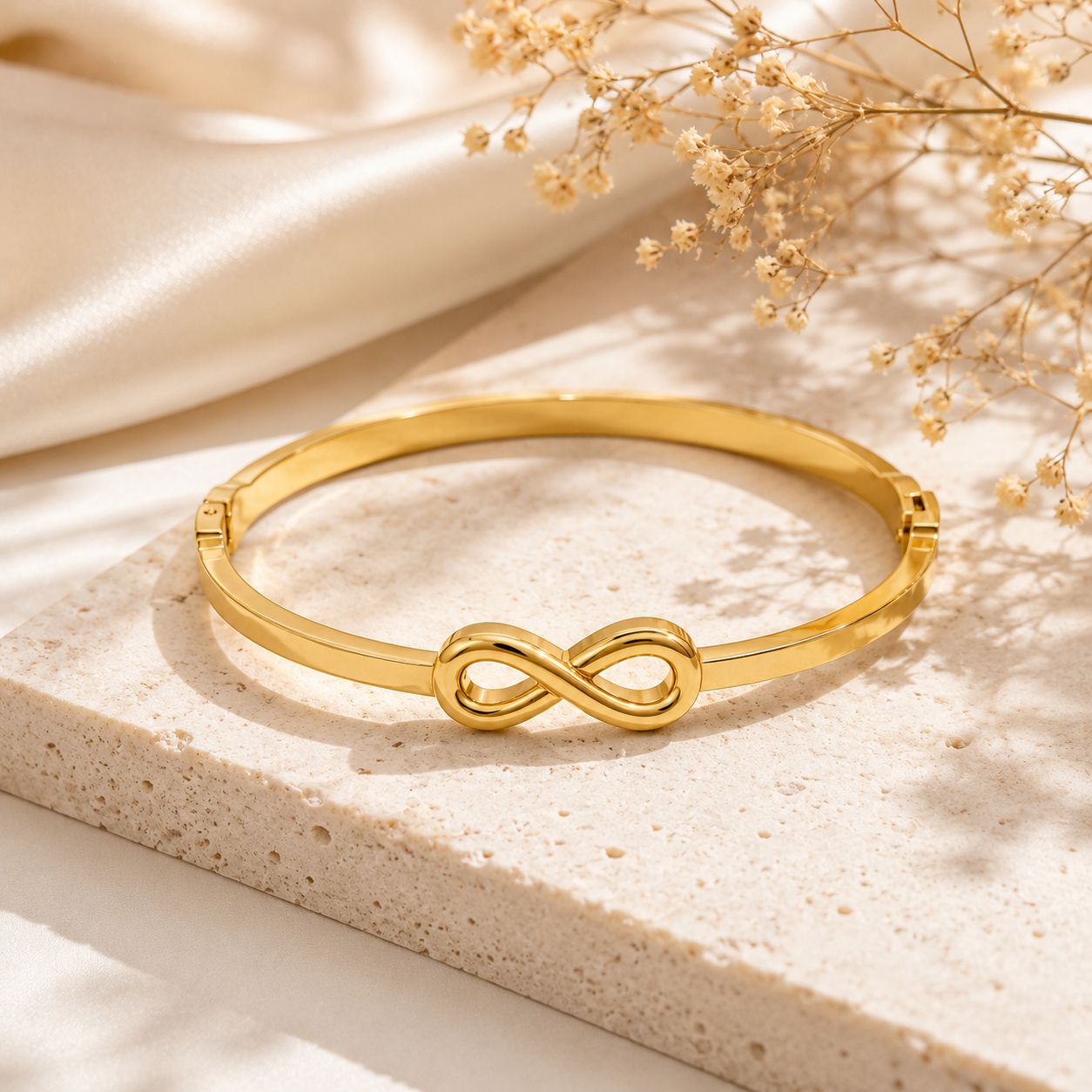Gold Infinity Hinged Bracelet