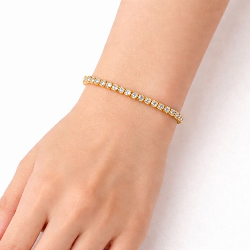 Gold-Tone Crystal Stone Tennis Bracelet