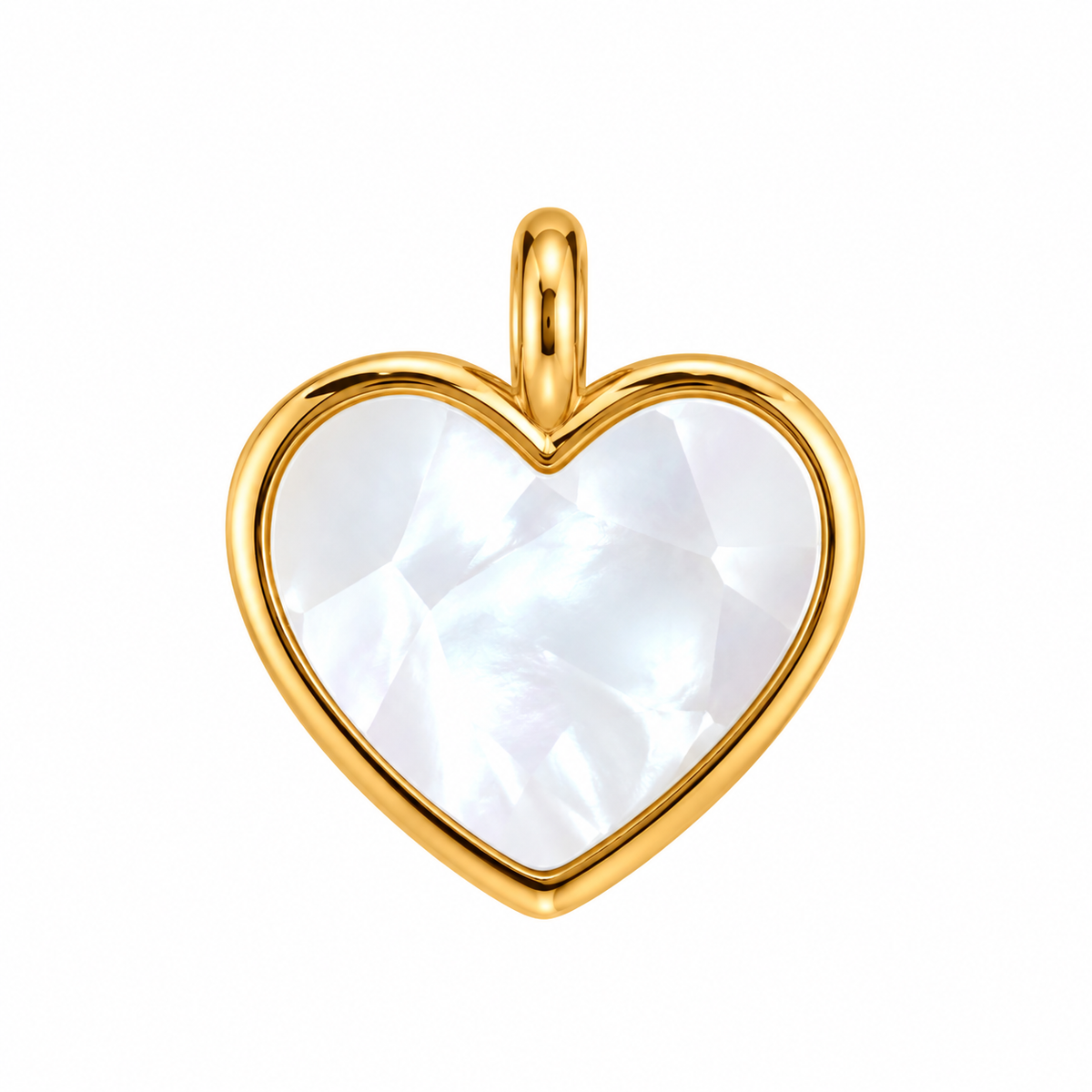 White Heart Gold Pendant Necklace