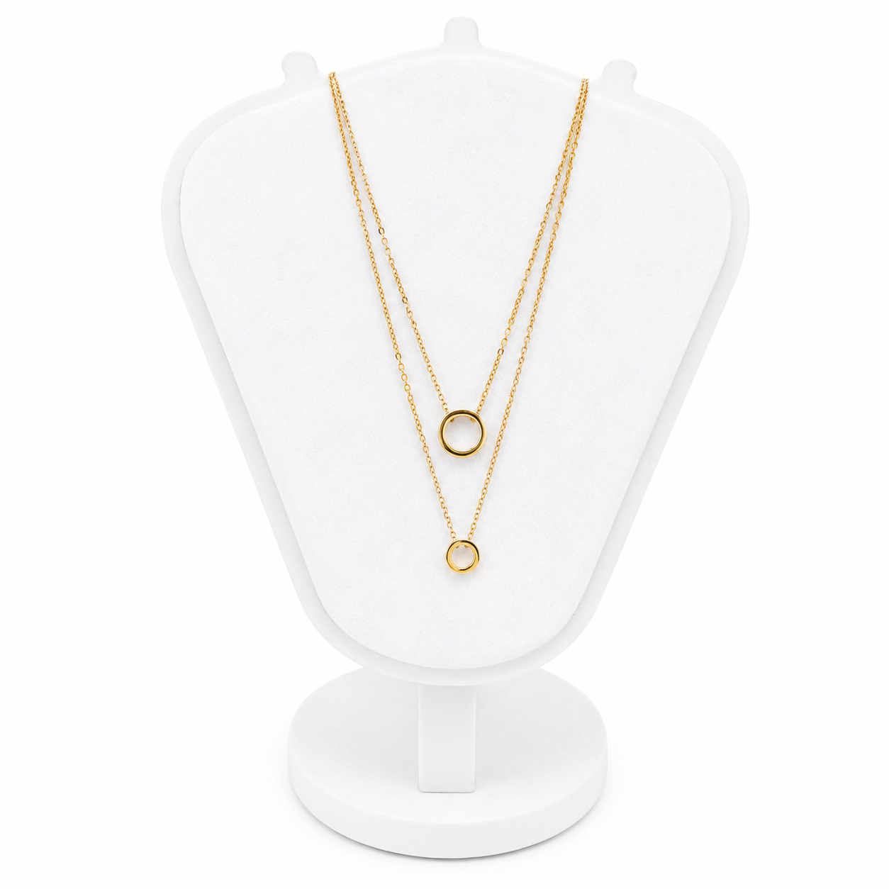 Layered Gold Circle Pendant Necklace