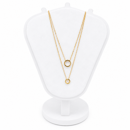 Layered Gold Circle Pendant Necklace