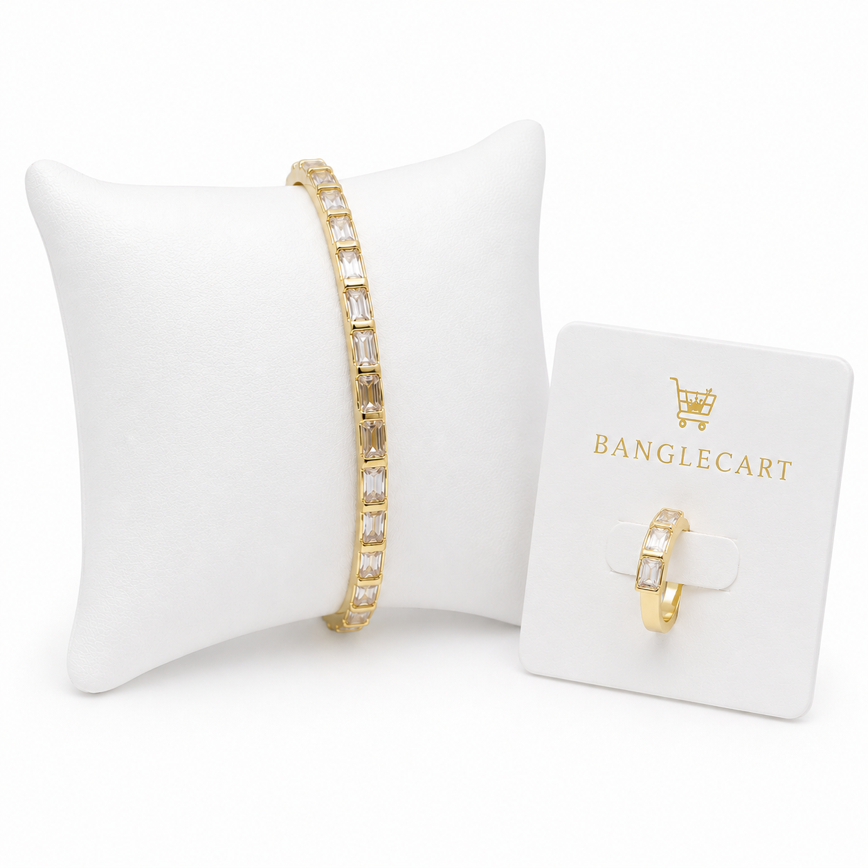 Gold-Tone Crystal Bangle & Ring Set