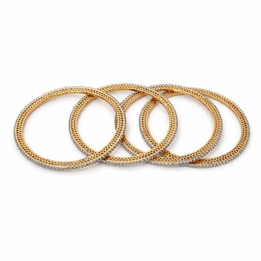 Gold-Tone Crystal Stone Bangle Set of 4