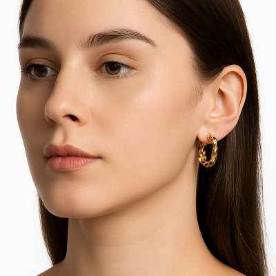 Twisted Gold Hoop Earrings