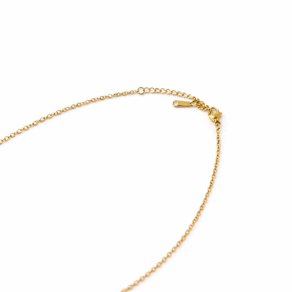 Gold-Tone Square White Stone Pendant Necklace
