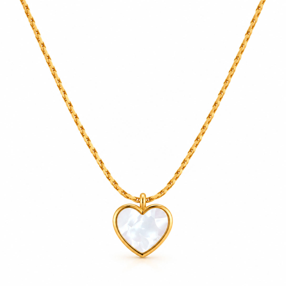 White Heart Gold Pendant Necklace