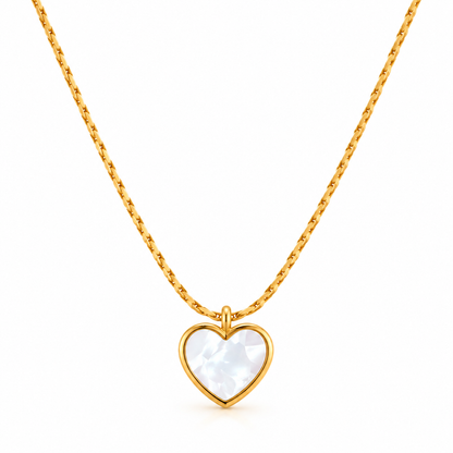 White Heart Gold Pendant Necklace