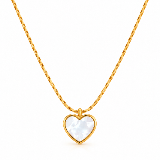 White Heart Gold Pendant Necklace