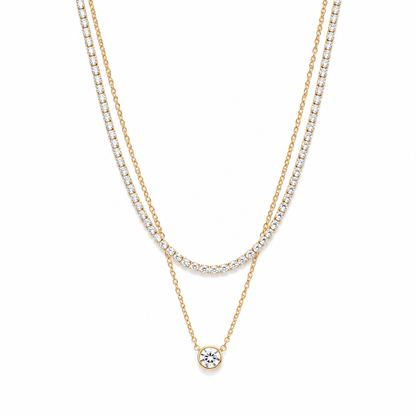 Double-Layer Crystal Drop Bar Necklace