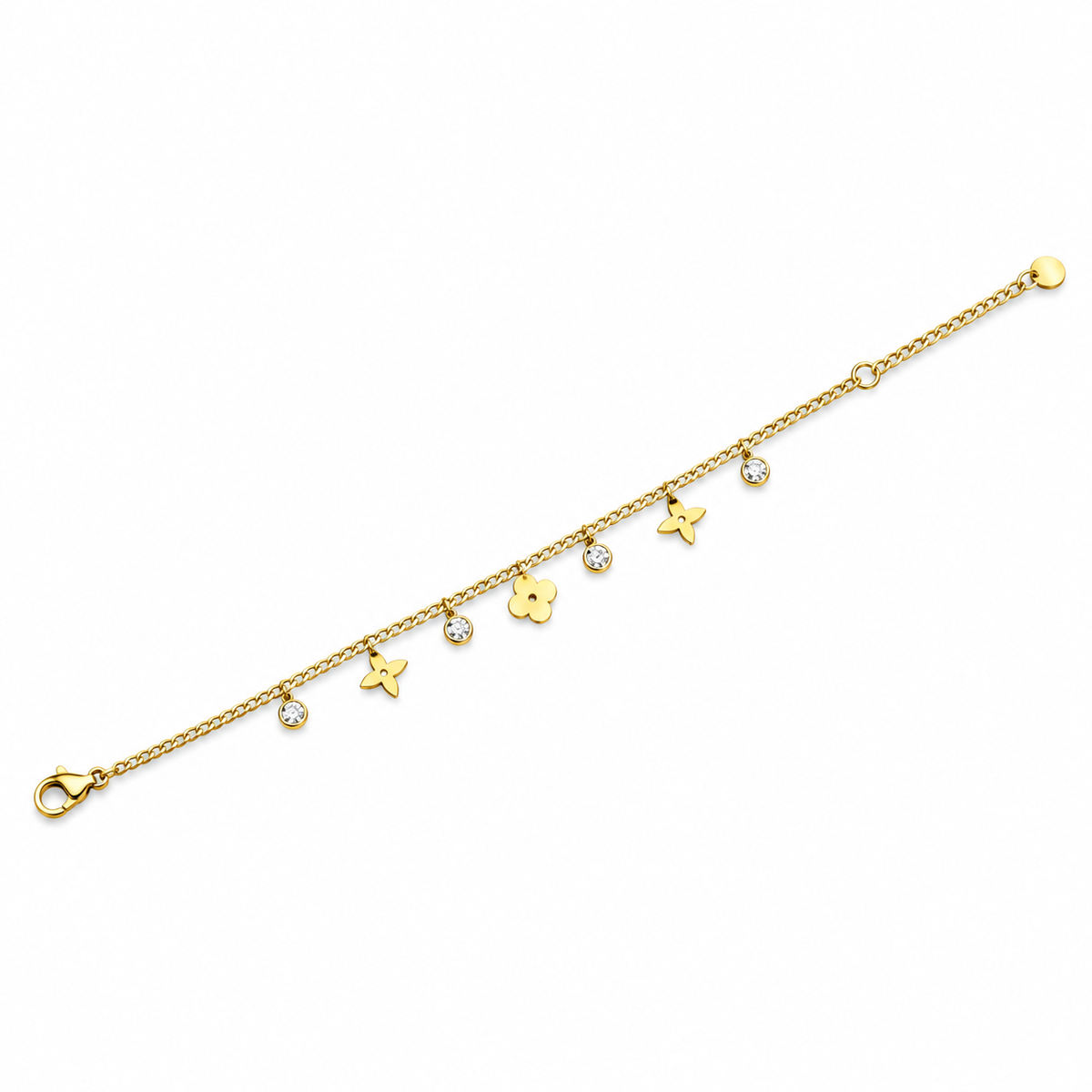 Gold Floral Charm Anklet for Women