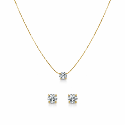 Elegant Gold-Plated Solitaire Pendant Set
