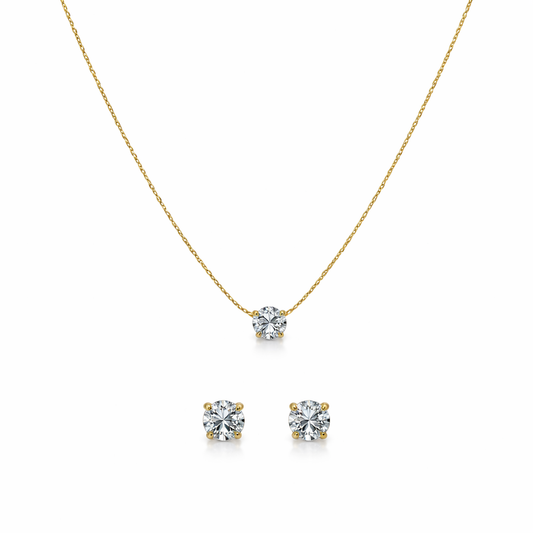 Elegant Gold-Plated Solitaire Pendant Set