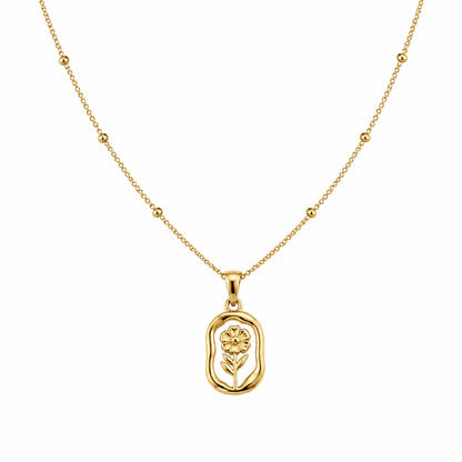 Gold Floral Pendant Necklace — Minimal Elegant Chain for Women