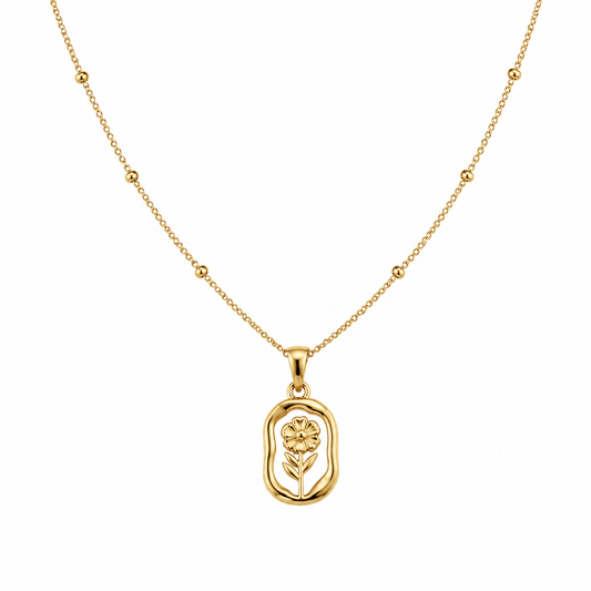 Gold Floral Pendant Necklace — Minimal Elegant Chain for Women