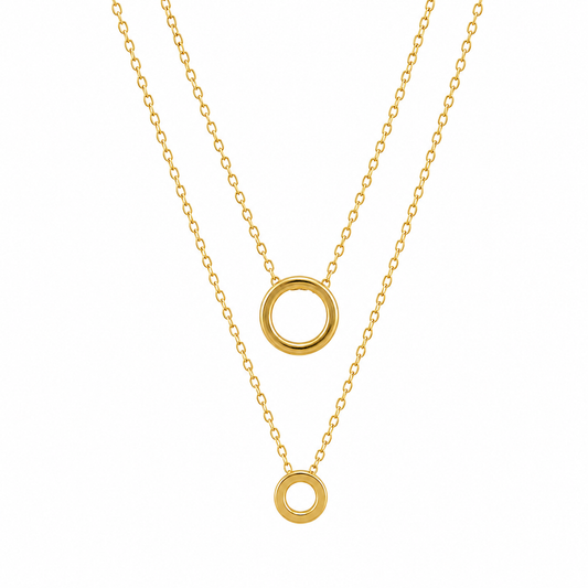 Layered Gold Circle Pendant Necklace