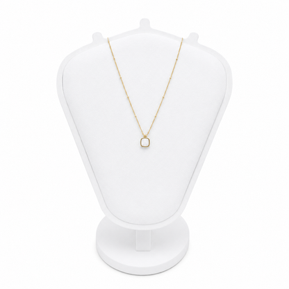 Gold-Tone Square White Stone Pendant Necklace