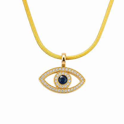 Gold Evil Eye Crystal Pendant Necklace