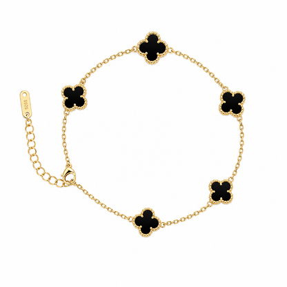 Black mini Clover Charm Gold-Tone Bracelet