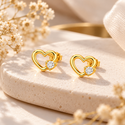 Sparkling Open Heart Stud Earrings