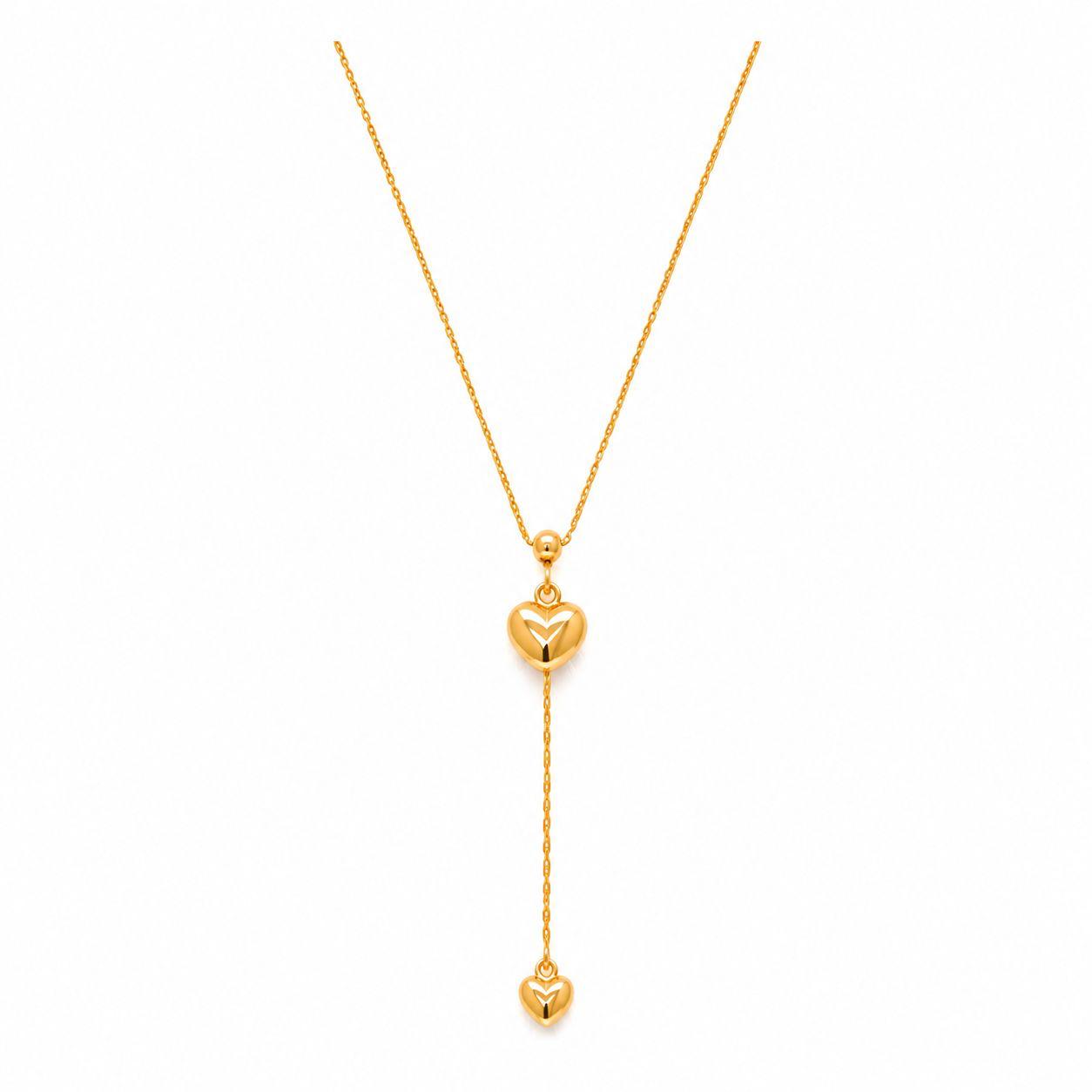 Gold Heart Drop Pendant Necklace