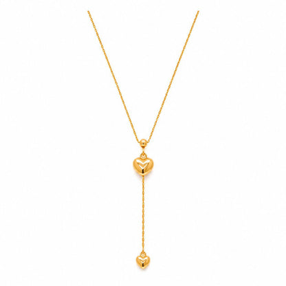Gold Heart Drop Pendant Necklace
