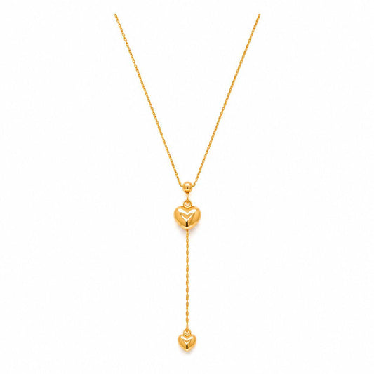 Gold Heart Drop Pendant Necklace