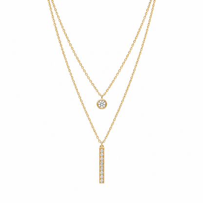 Double-Layer Crystal Drop Bar Necklace