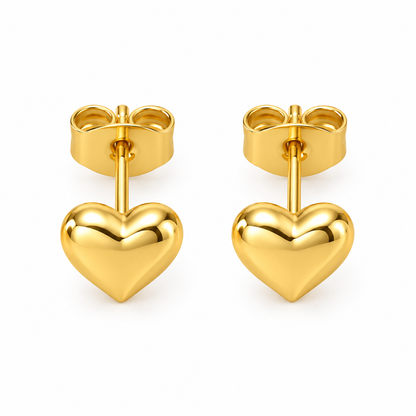 Golden Love Heart Stud Earrings