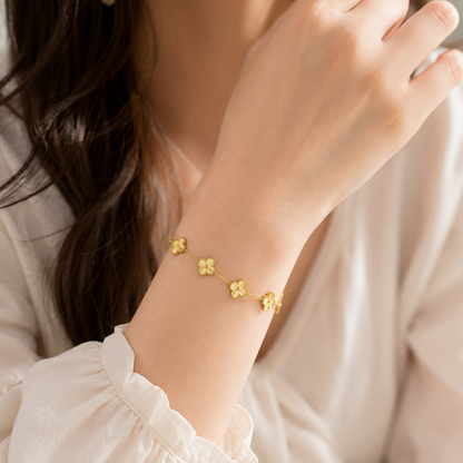 Floral Charm Gold-Tone Bracelet