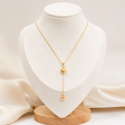 Gold Heart Drop Pendant Necklace