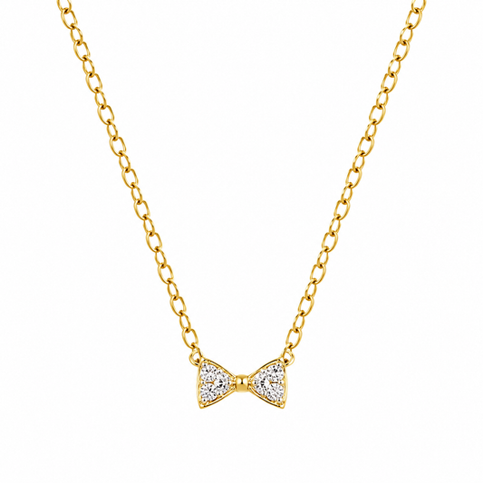 Gold Bow Pendant Necklace | Delicate Minimal Chain for Women