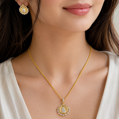Gold Plated Ginni Pendant Necklace Set with Earrings