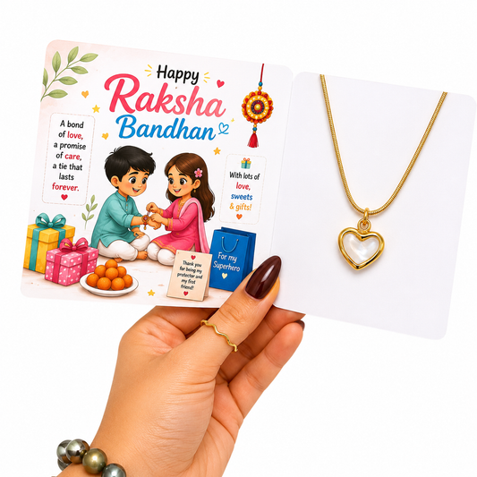 Pearl Heart Gold Necklace – Rakhi Gift for Sister