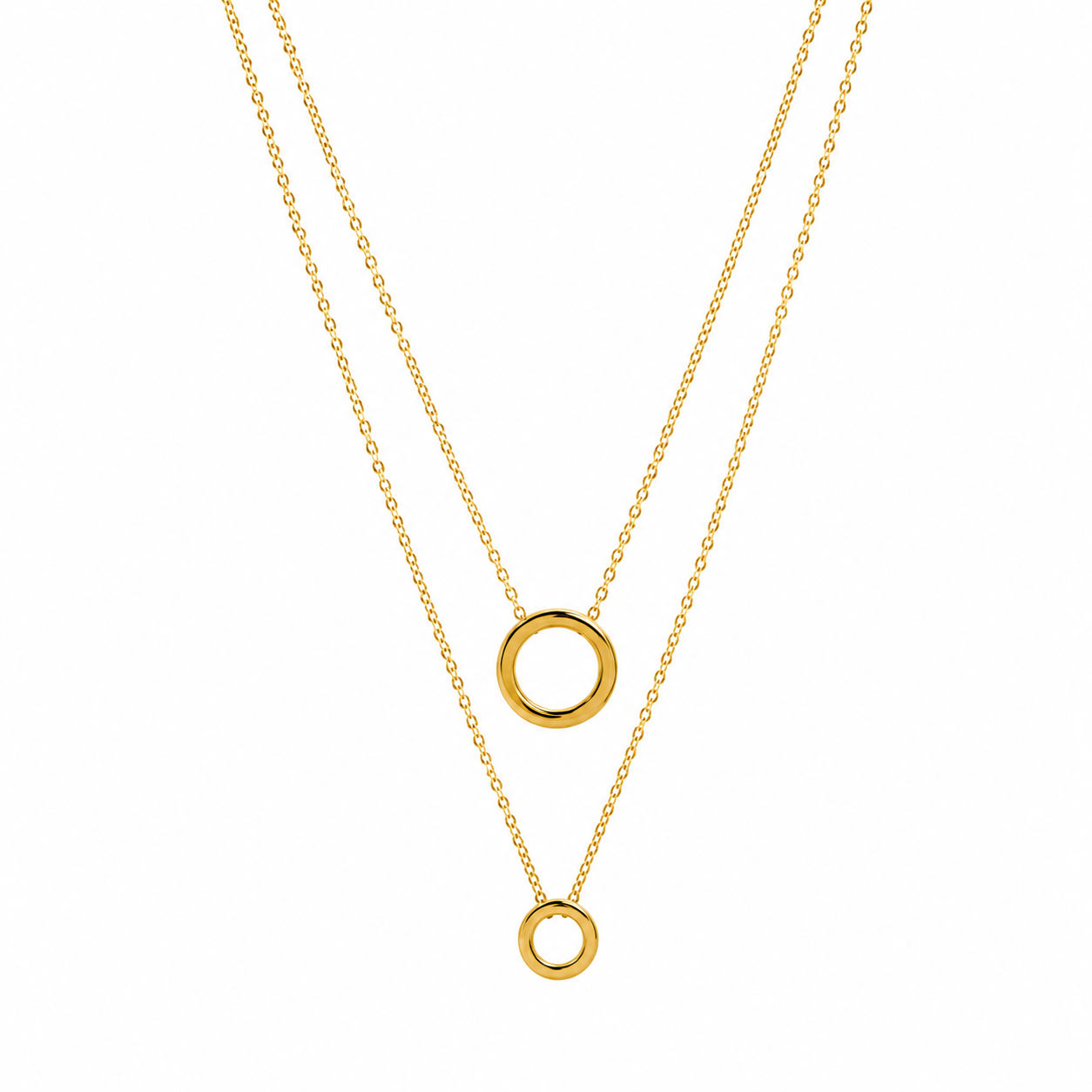 Layered Gold Circle Pendant Necklace