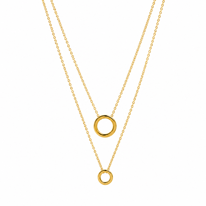 Layered Gold Circle Pendant Necklace