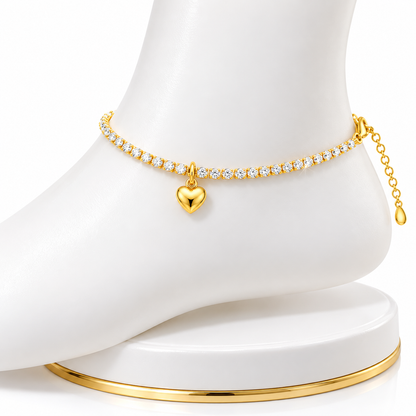 Gold Heart Charm Anklet for Women