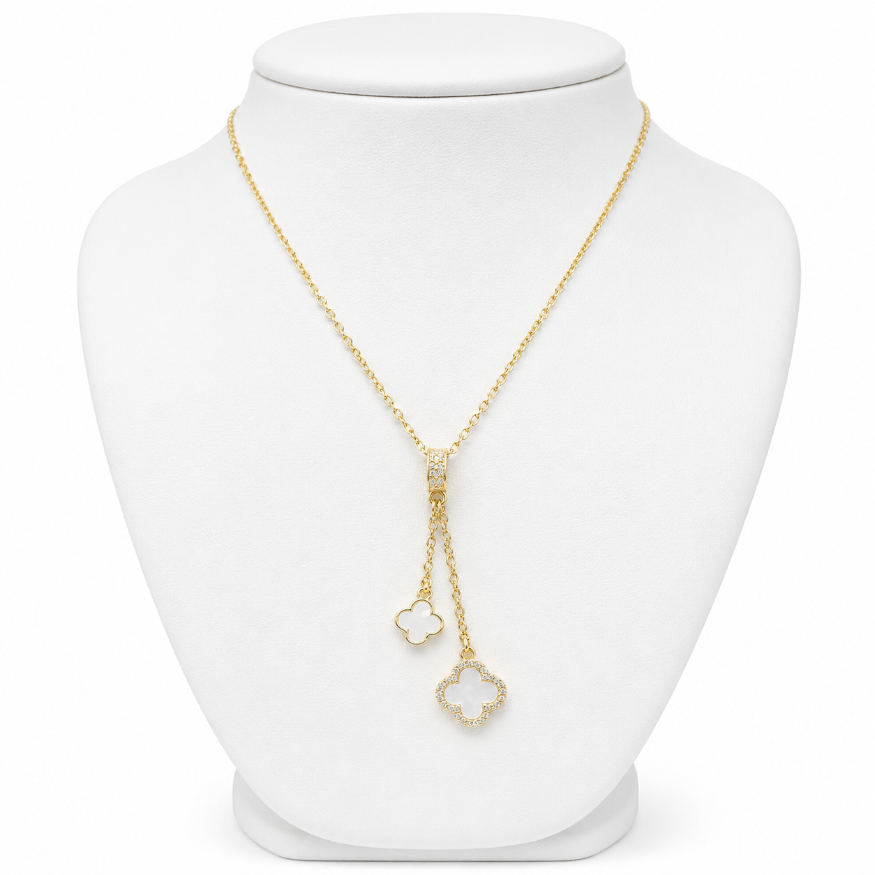 Gold Clover Lariat Necklace