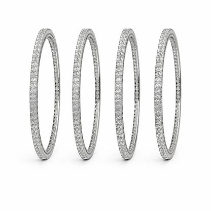 Silver-Tone Crystal-Studded Bangle Set