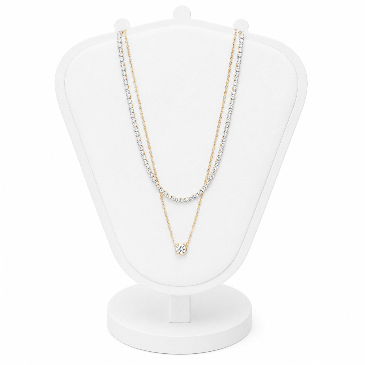 Double-Layer Crystal Drop Bar Necklace
