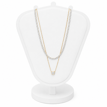 Double-Layer Crystal Drop Bar Necklace
